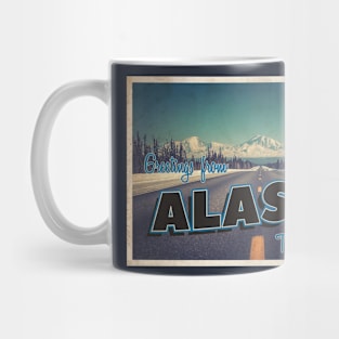 Greetings from Alaska - Vintage Travel Postcard Design Mug